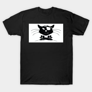 Jolly Roger Pirate Black Cat Crossbones (Cross Mice) - designed by pelagio AM T-Shirt